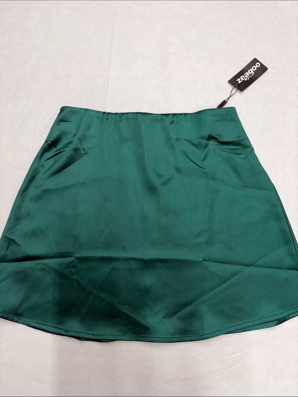 zeagoo Emerald Green Satin Circle a-line Skirt XS nwt